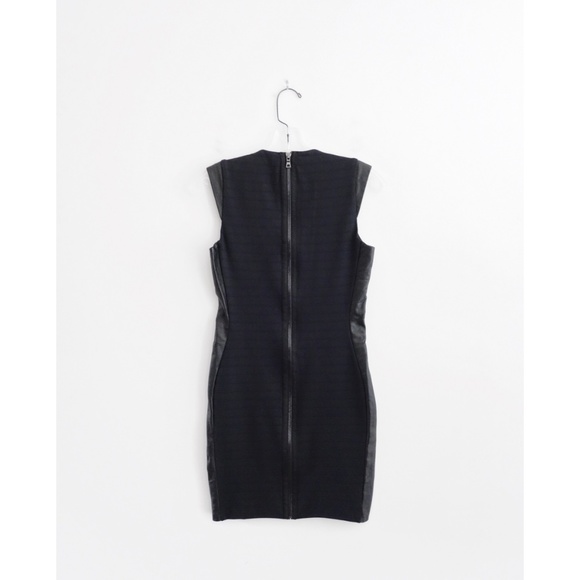 La Pina David Helwani Black Leather Trim Dress S - Picture 2 of 5